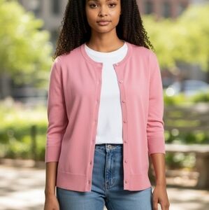EUC Ann Taylor Coral Button Down MP Cardigan Top!